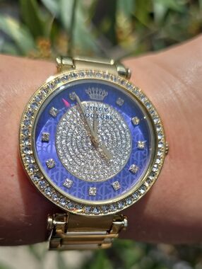 Juicy Couture Gold and Blue Crystal Accent Women's Watch Bracelet